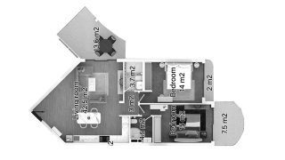 Apartment floor plan, 2 bedrooms in Caesar Palm Jumeirah No. 11013